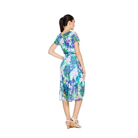 Isaac Mizrahi Floral Print Cold Shoulder Dress - Picture 5 of 7